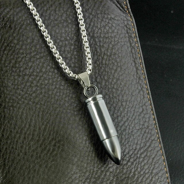 Pot Group Bullet Titanium Steel Necklaces Classic Style Solid Warhead