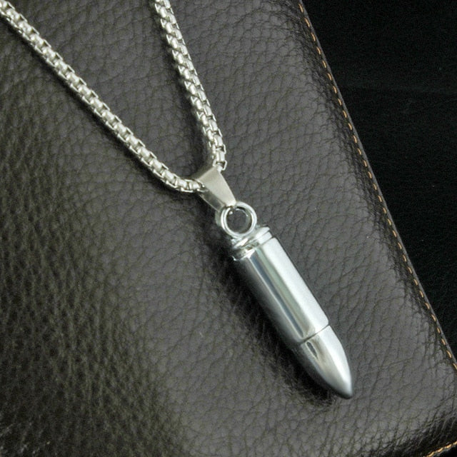 Pot Group Bullet Titanium Steel Necklaces Classic Style Solid Warhead
