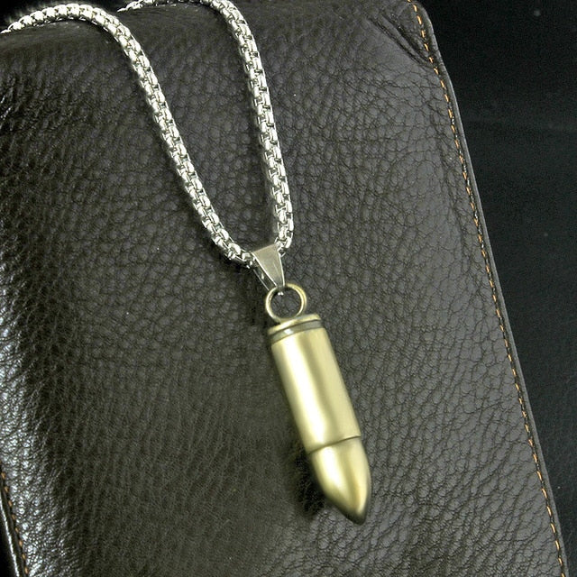 Pot Group Bullet Titanium Steel Necklaces Classic Style Solid Warhead