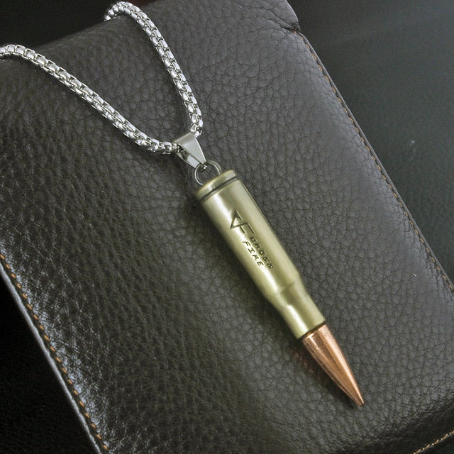 Pot Group Bullet Titanium Steel Necklaces Classic Style Solid Warhead