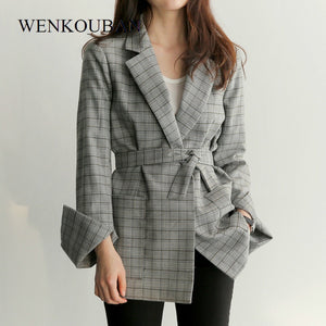 Autumn Women Plaid Blazer