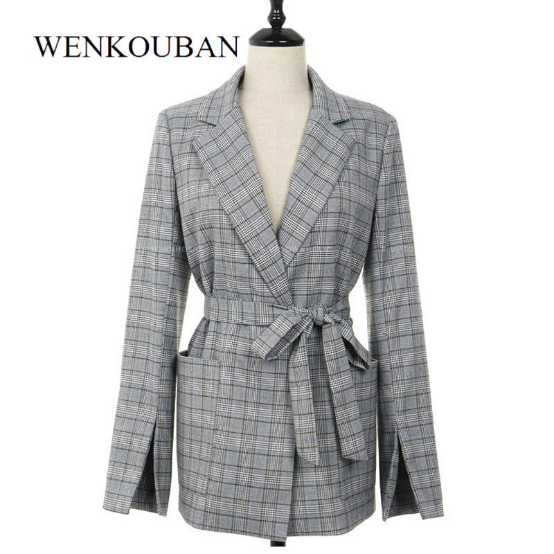 Autumn Women Plaid Blazer