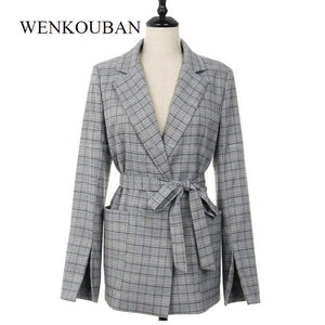 Autumn Women Plaid Blazer