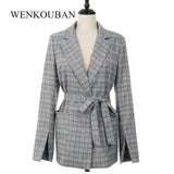 Autumn Women Plaid Blazer