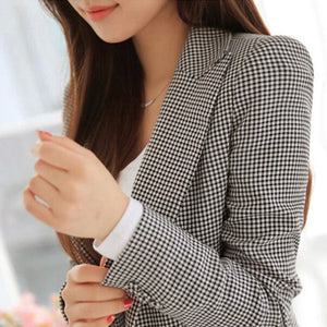 Autumn Women Plaid Long Sleeve Blazers