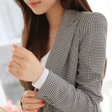 Autumn Women Plaid Long Sleeve Blazers