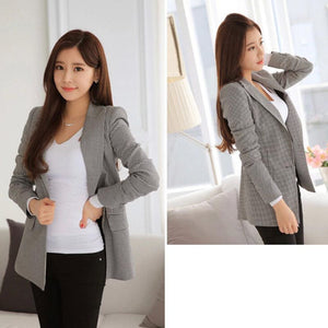 Autumn Women Plaid Long Sleeve Blazers