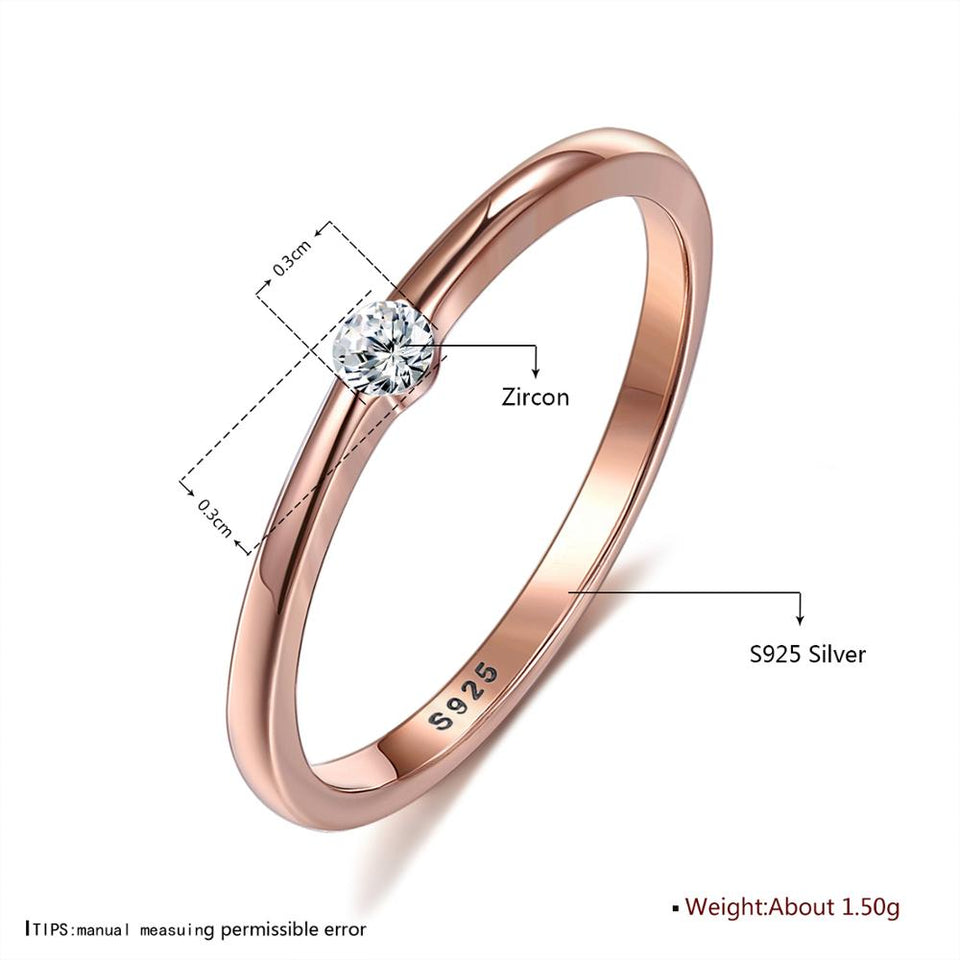 Sterling Silver Rings for Women Cute Zircon Round Geometric 925 Silver Wedding Fine Jewelry Minimalist Gift