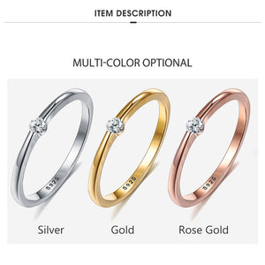 Sterling Silver Rings for Women Cute Zircon Round Geometric 925 Silver Wedding Fine Jewelry Minimalist Gift