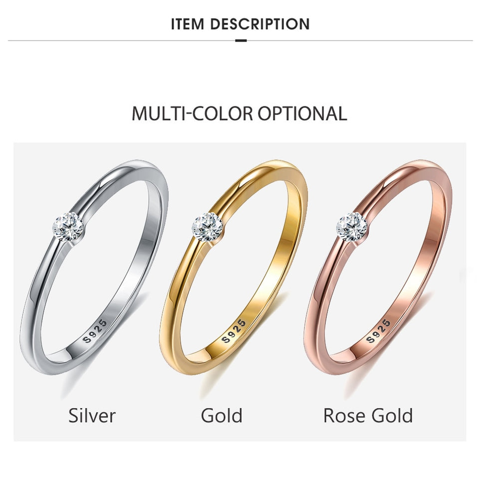 Sterling Silver Rings for Women Cute Zircon Round Geometric 925 Silver Wedding Fine Jewelry Minimalist Gift