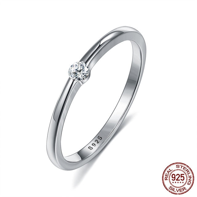 Sterling Silver Rings for Women Cute Zircon Round Geometric 925 Silver Wedding Fine Jewelry Minimalist Gift
