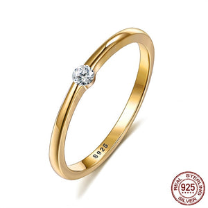 Sterling Silver Rings for Women Cute Zircon Round Geometric 925 Silver Wedding Fine Jewelry Minimalist Gift