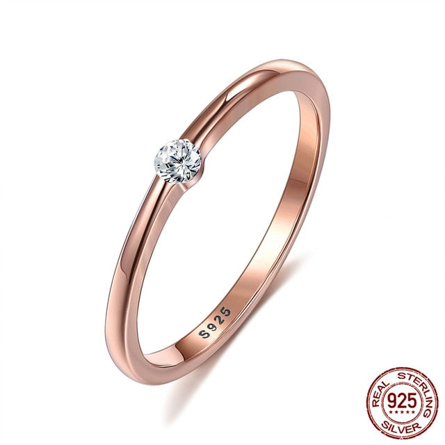 Sterling Silver Rings for Women Cute Zircon Round Geometric 925 Silver Wedding Fine Jewelry Minimalist Gift